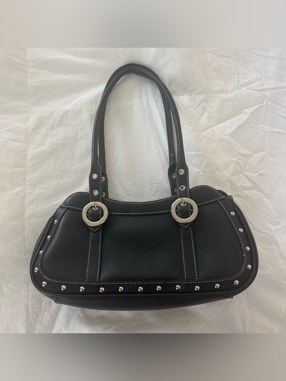 Y2K Black Stud Trim Women’s Shoulder Bag